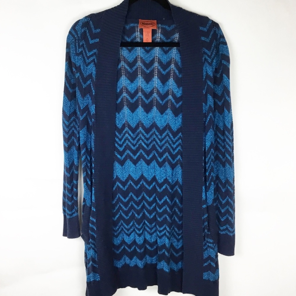 Missoni open front blue chevron cardigan duster - Picture 1 of 8